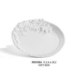 Piattino con fiori 18,20 cm in ceramica con scatola regalo gift