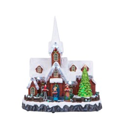 Villaggio Chiesetta con luce e musica  31,5 cm