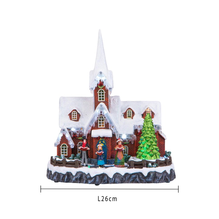 Villaggio Chiesetta con luce e musica 31,5 cm | CarinCasa