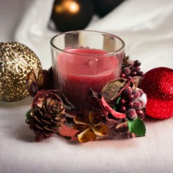 Box 2 candele rosse natale con girocandela 10 x 7 cm