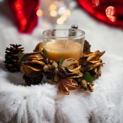 Box 2 candele oro natale con girocandela 10 x 7 cm