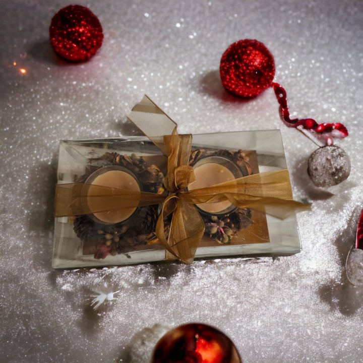 Box 2 candele oro natale con girocandela 10 x 7 cm |…