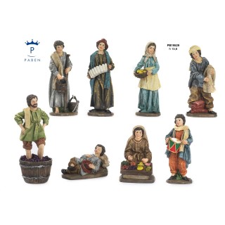 SET 8 FIGURINE PRESEPE 15.6 CM. RESINA mandorle | CarinCasa