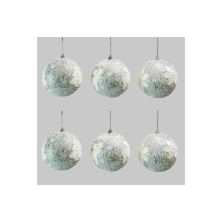 SET 6 PALLE ARGENTO INNEVATE C/RICAMO CM.8 | CarinCasa