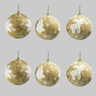 SET 6 PALLE ORO INNEVATE Con RICAMO CM.8 | CarinCasa