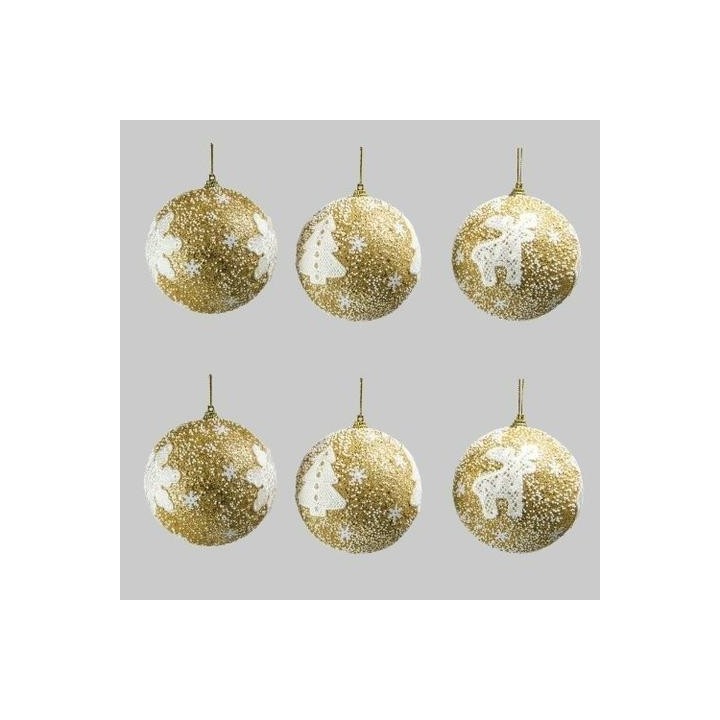 SET 6 PALLE ORO INNEVATE Con RICAMO CM.8 | CarinCasa