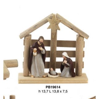 Natività con capanna 13.7 cm mandorle | CarinCasa