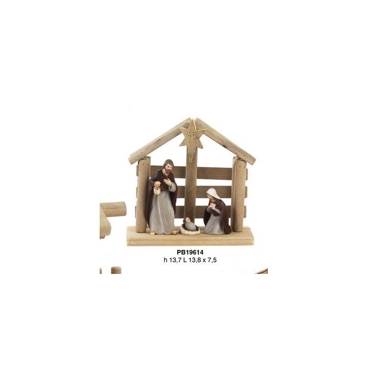 Natività con capanna 13.7 cm mandorle | CarinCasa