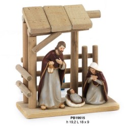 Natività con capanna di legno 19.2 cm