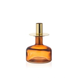 Portacandela in vetro e metallo h 14 cm