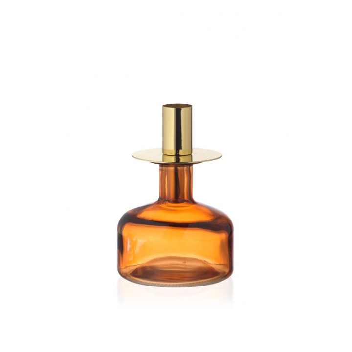 Portacandela in vetro e metallo h 14 cm | CarinCasa