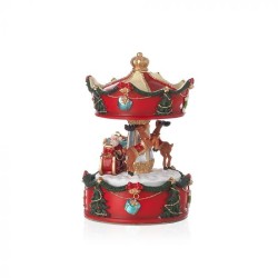 Carillon giostra con babbo natale con movimento e musica h 16,5 cm