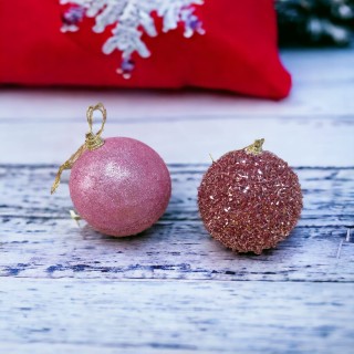 Set 8 sfere addobbi rosa decori assortiti 8 cm | CarinCasa