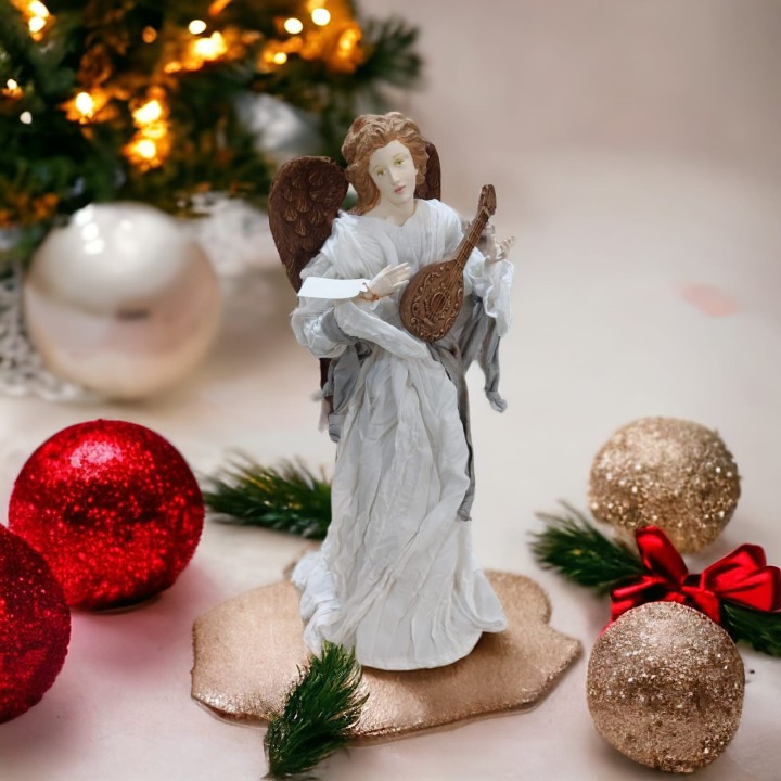 Angelo bianco stola grigia con mandolino | CarinCasa