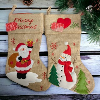 Calza di natale con babbo e pupazzo 40 cm 2 modelli…