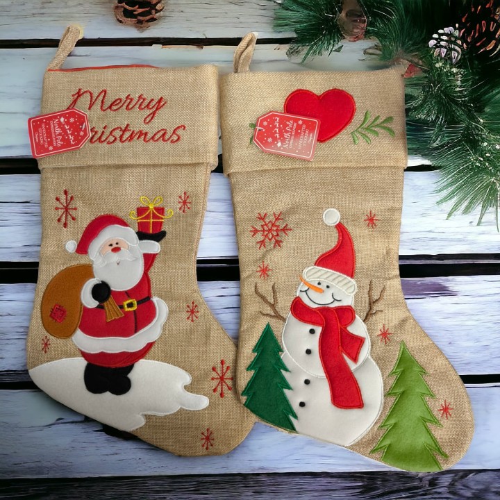 Calza di natale con babbo e pupazzo 40 cm 2 modelli…