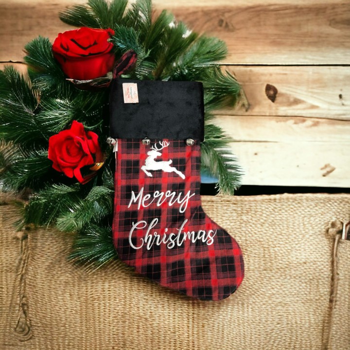 Calza scozzese renna con scritta merry christmas 40 cm |…