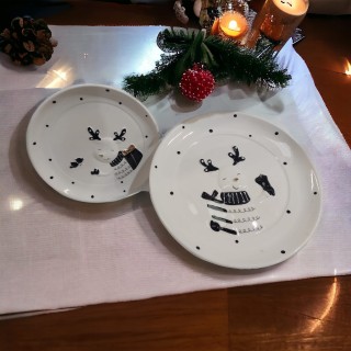 Set 2 piatti renna Mascagni bianco nero | CarinCasa