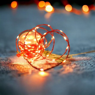 Microled bianco caldo filo catena rossa 25 metri | CarinCasa