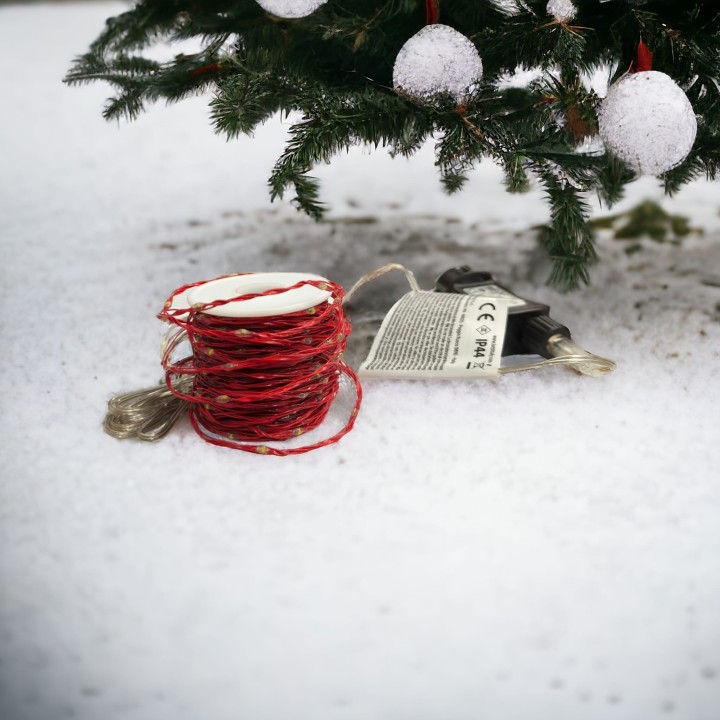 Microled bianco caldo filo catena rossa 25 metri | CarinCasa