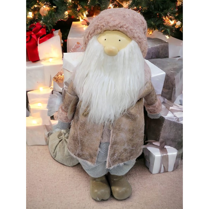 Babbo natale tricot con cappotto e sacco 56 cm pale pink…