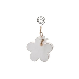 Clip in legno bianco a forma di fiore con fermaglio a spirale