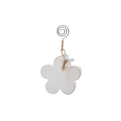 Clip in legno bianco a forma di fiore con fermaglio a spirale