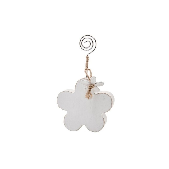 Clip in legno bianco a forma di fiore con fermaglio a spirale