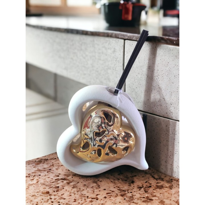 Profumatore cuore oro Mandorle 11×11.7×5.5 cm | CarinCasa