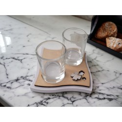 Linea dorotea vassoio 2 bicchieri fazzoletto 11x7 cm