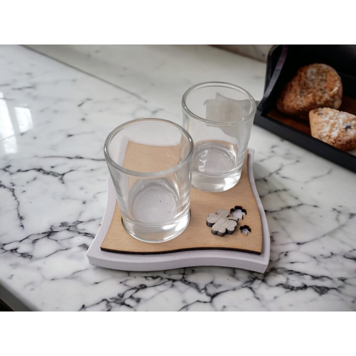 Linea dorotea vassoio 2 bicchieri fazzoletto 11x7 cm |…