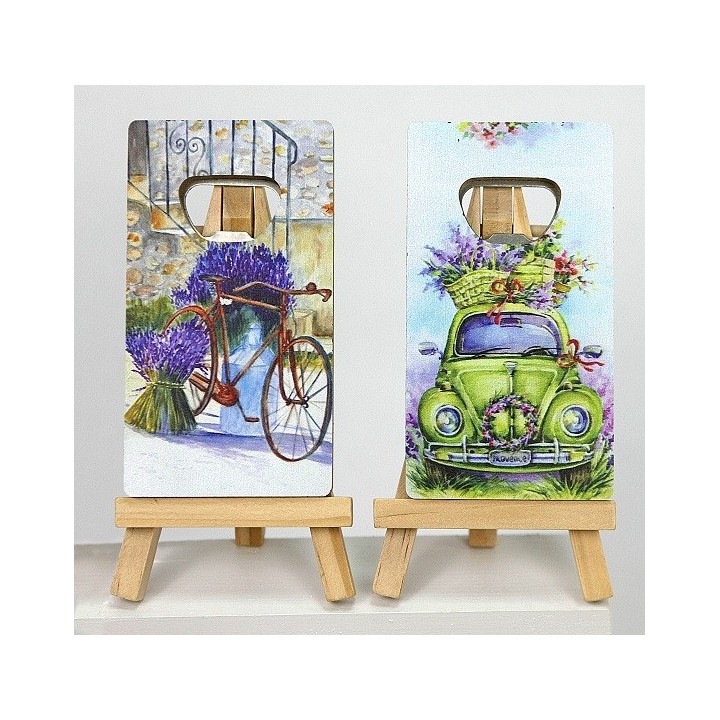 Apribottiglia Calamita in legno decoro lavanda 6x11x1 cm…