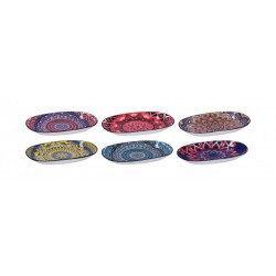 Piattino vassoio in ceramica "Eva"-ass. 6 decori-cm 24 x 15,5