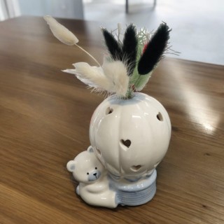 Profumatore mongolfiera azzurro con pampas harmony celeste 11x13 cm