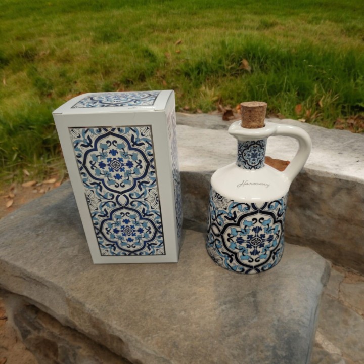 Oliera in porcellana decalco maiolica blu
