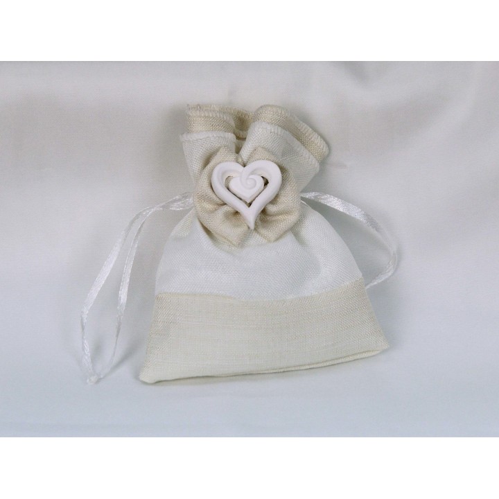 Sacchetto doppio tessuto con cuoricino in gesso | CarinCasa