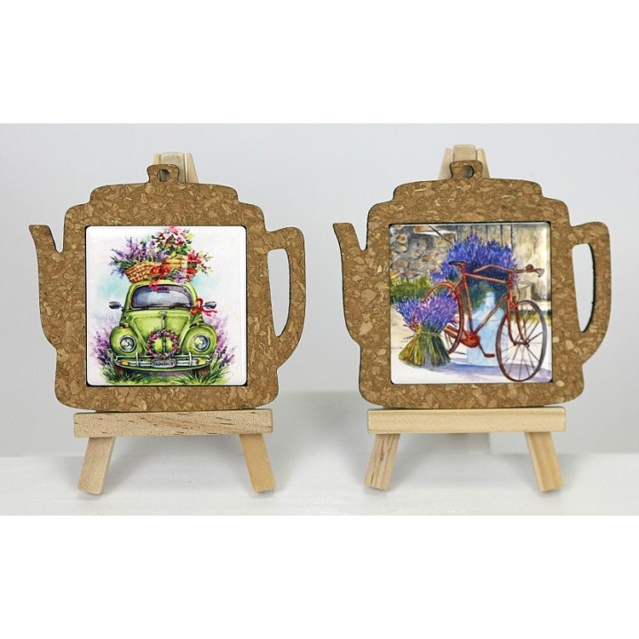 Caffettiera calamita ceramica e sughero Lavanda 10x9 cm |…