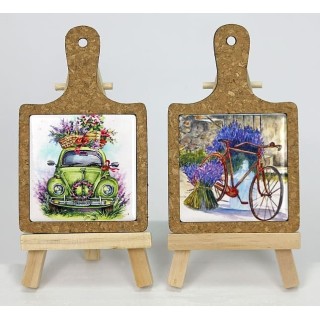 Tagliere sottopentola ceramica e sughero lavanda 7x11 cm |…