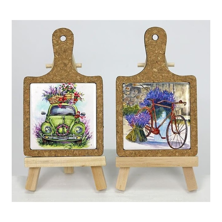 Tagliere sottopentola ceramica e sughero lavanda 7x11 cm |…