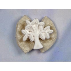 Papillon tessuto avorio albero della vita 5 cm