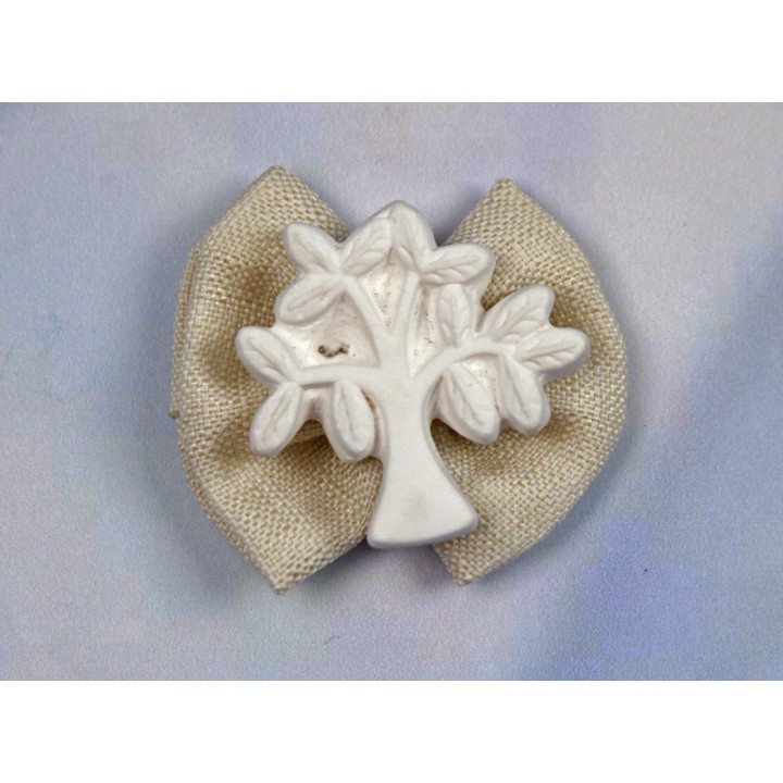 Papillon tessuto avorio albero della vita 5 cm