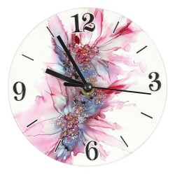 Orologio in ceramica decoro fiori 13 cm con scatola regalo