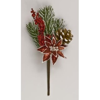 Pick stella natale plastificata con glitter rosso diam.8 cm…