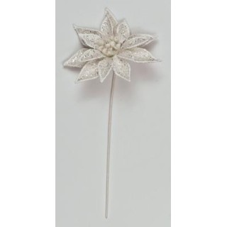 Stella natale plastificata con glitter bianca diam.8 cm |…