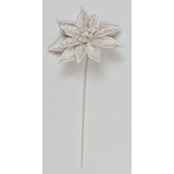 Stella natale plastificata con glitter bianca diam.8 cm