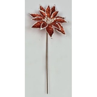 Stella natale plastificata con glitter rossa diam.8 cm |…