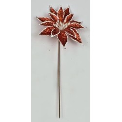 Stella natale plastificata con glitter rossa diam.8 cm