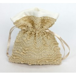 Sacchetto tessuto 10x12 cm beige oro