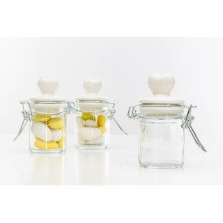Barattolo tondo 9 cm 50 ml con tappo cuore bianco porta…