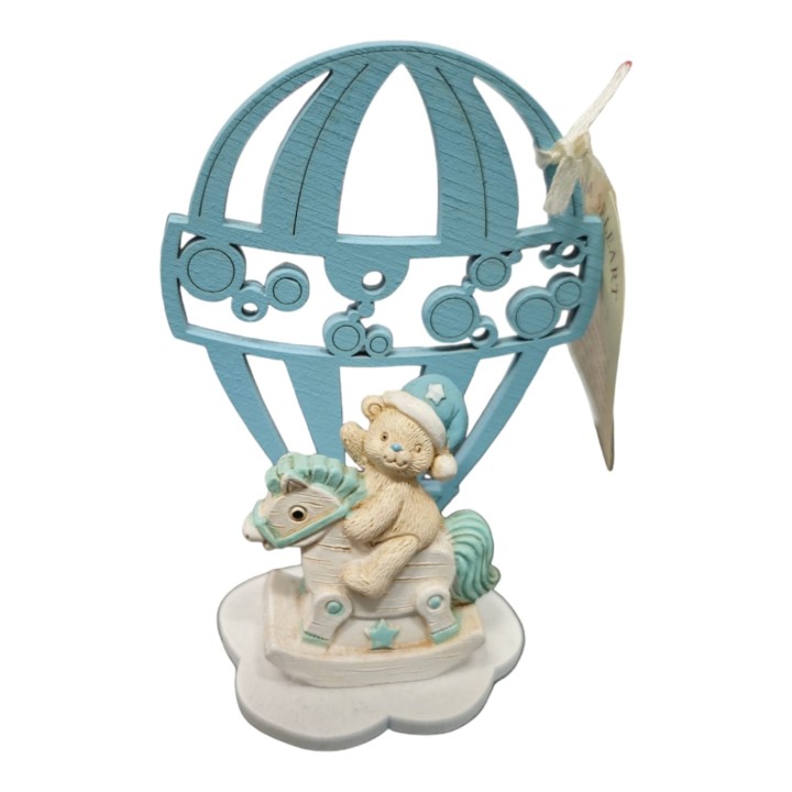 Orsetto in resina cavallo a dondolo con mongolfiera in…